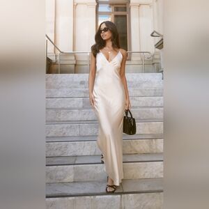 NWT Billy J Ziah Satin Maxi Dress – Soft Gold/Champagne ✨